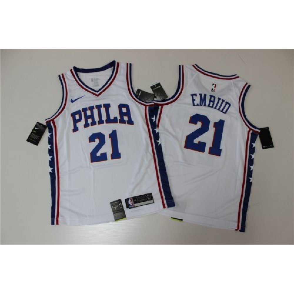 Men's Philadelphia 76ers Joel Embiid #21 White Swingman Jersey - Association Edition-Pro Kit Vault | Brand New 26/27 Sports Jerseys